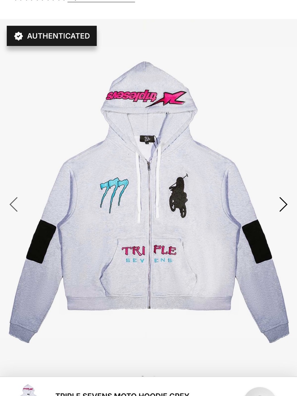 TRIPLE SEVENS MOTO HOODIE GREY